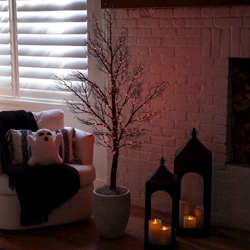 5ft. Pre-Lit Halloween Minimalist Twig Artificial Fall Tree with 240 LED Lights. Picture 10