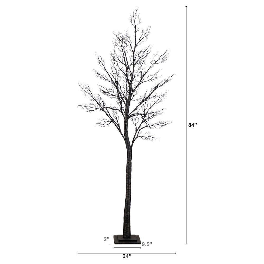 7ft. Pre-Lit Halloween Minimalist Twig Artificial Fall Tree with 400 LED Lights. Picture 1