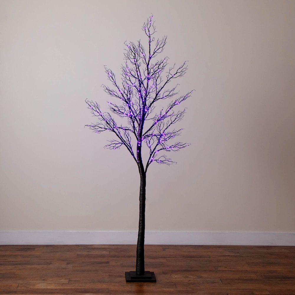 7ft. Pre-Lit Halloween Minimalist Twig Artificial Fall Tree with 400 LED Lights. Picture 2