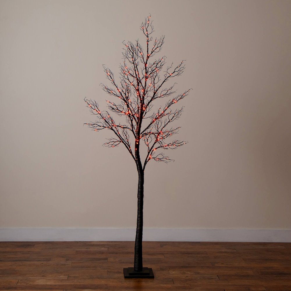 7ft. Pre-Lit Halloween Minimalist Twig Artificial Fall Tree with 400 LED Lights. Picture 3