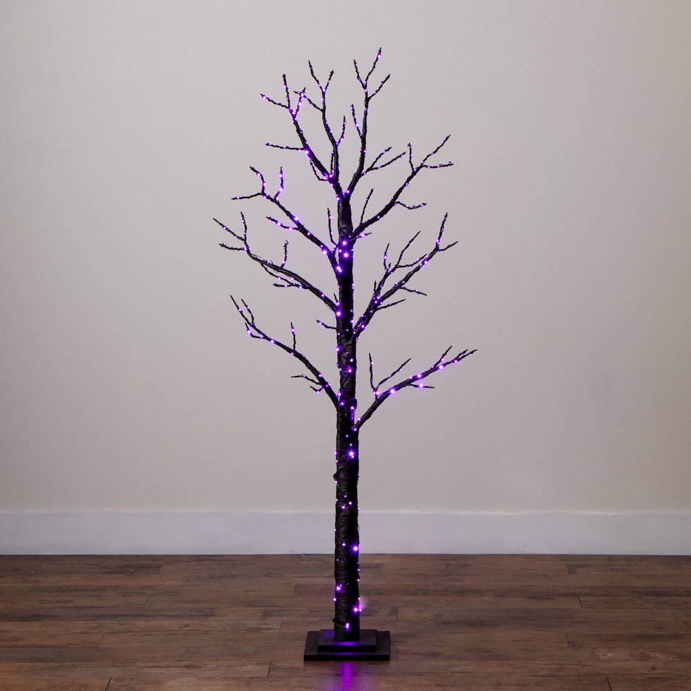 5ft. Pre-Lit Artificial Halloween Twig Tree with 360 Orange & Purple LED Lights. Picture 6