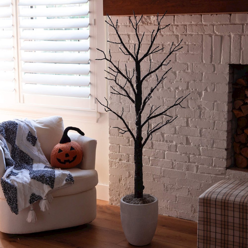 5ft. Pre-Lit Artificial Halloween Twig Tree with 360 Orange & Purple LED Lights. Picture 8