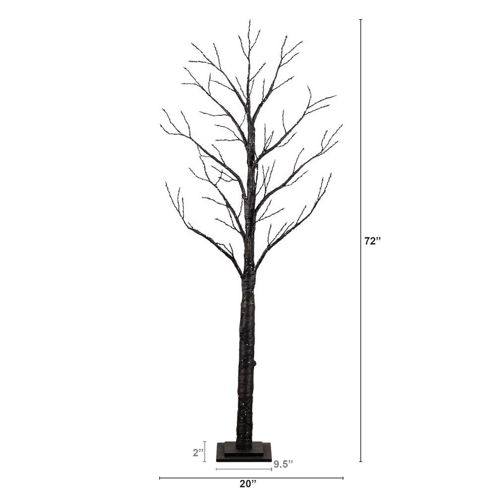 6ft. Pre-Lit Artificial Halloween Twig Tree with 480 Orange & Purple LED Lights. Picture 1