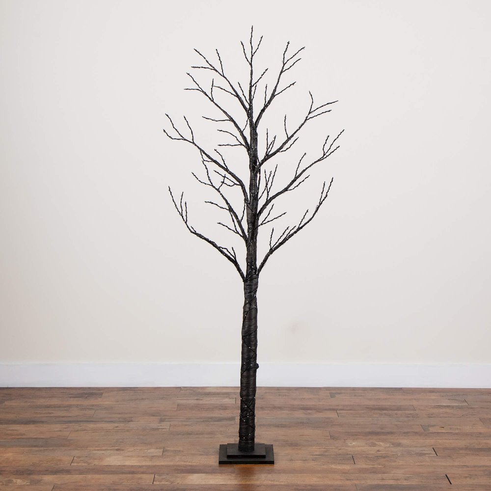 6ft. Pre-Lit Artificial Halloween Twig Tree with 480 Orange & Purple LED Lights. Picture 8