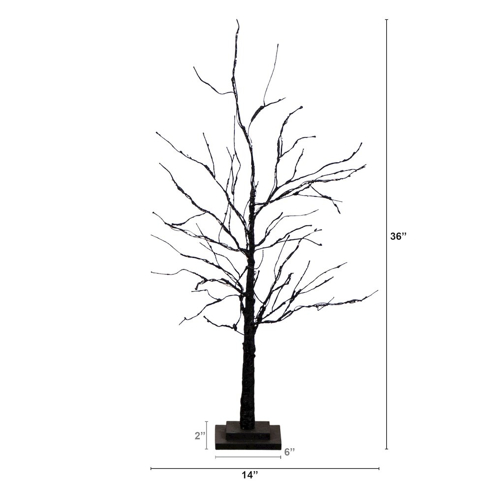 3ft. Pre-Lit Halloween Black Twig Artificial Tree with 80 LED Lights. Picture 11