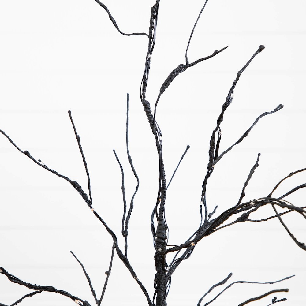 3ft. Pre-Lit Halloween Black Twig Artificial Tree with 80 LED Lights. Picture 10