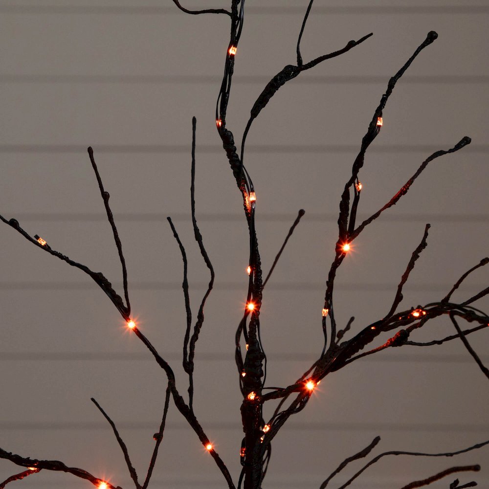 3ft. Pre-Lit Halloween Black Twig Artificial Tree with 80 LED Lights. Picture 4
