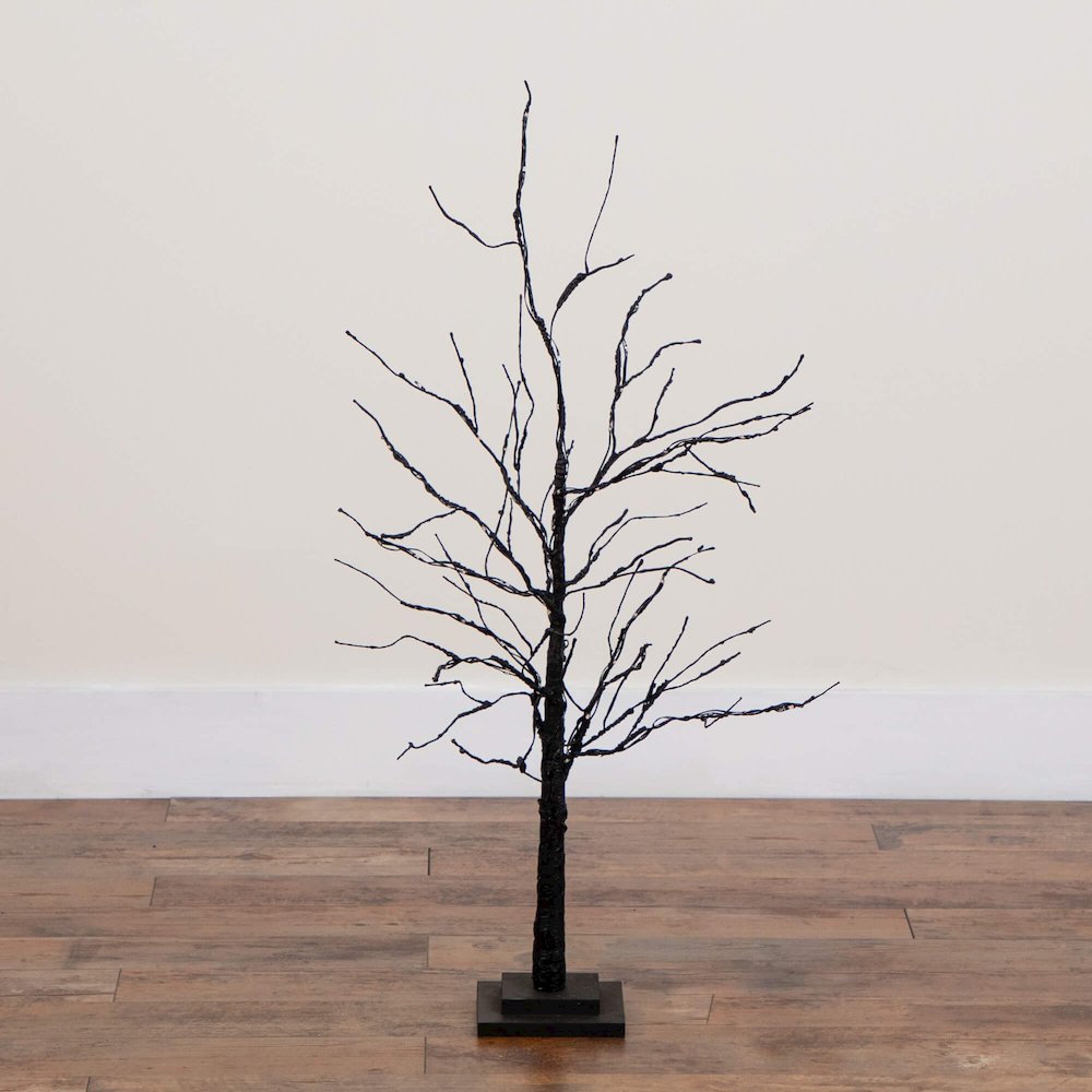 3ft. Pre-Lit Halloween Black Twig Artificial Tree with 80 LED Lights. Picture 2