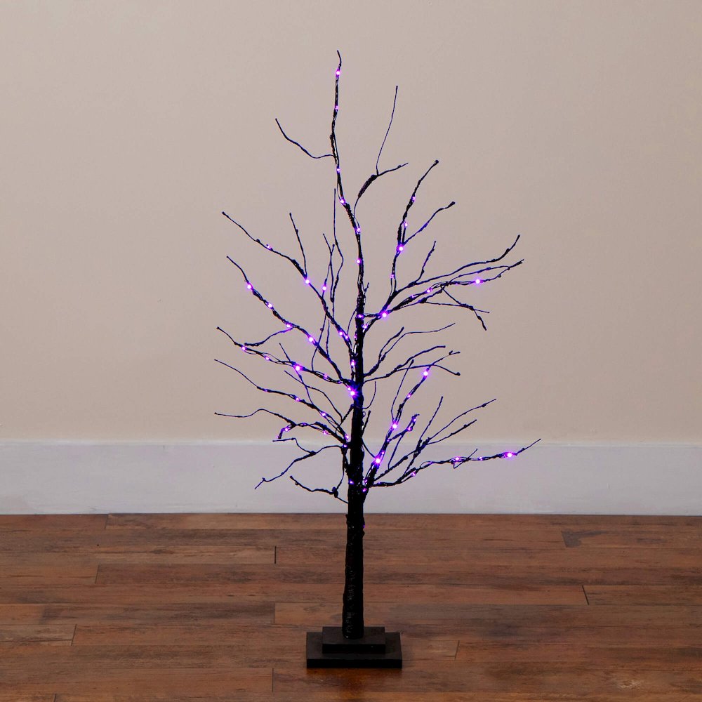 3ft. Pre-Lit Halloween Black Twig Artificial Tree with 80 LED Lights. Picture 9