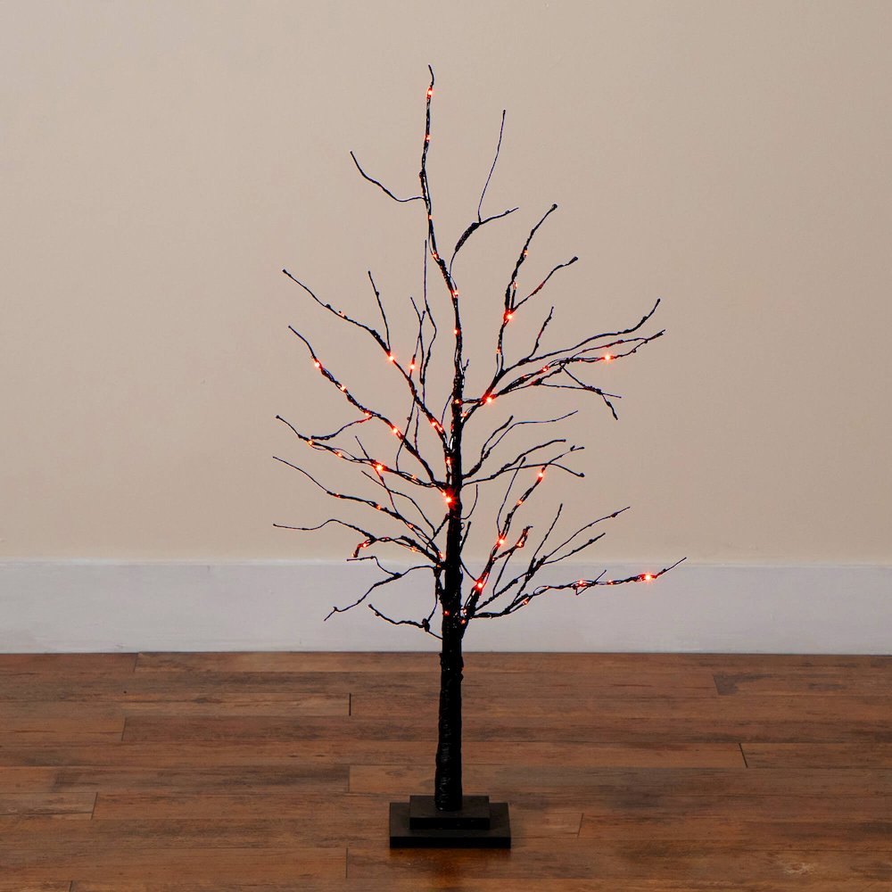 3ft. Pre-Lit Halloween Black Twig Artificial Tree with 80 LED Lights. Picture 3