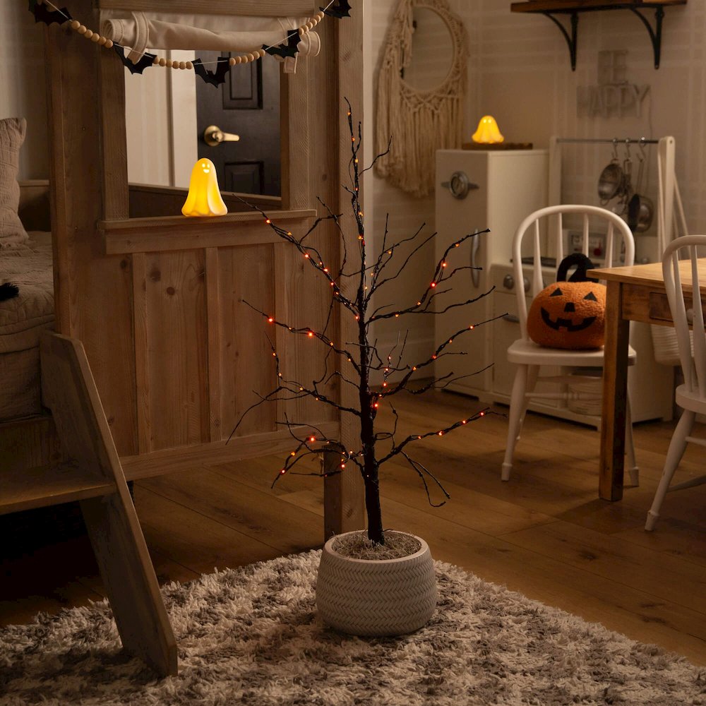 3ft. Pre-Lit Halloween Black Twig Artificial Tree with 80 LED Lights. Picture 6