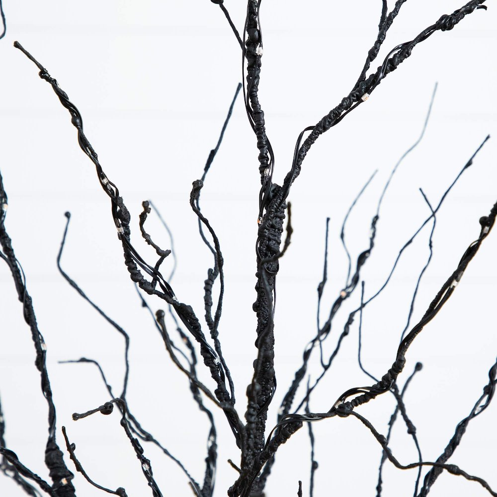 4ft. Pre-Lit Halloween Black Twig Artificial Tree with 180 LED Lights. Picture 3