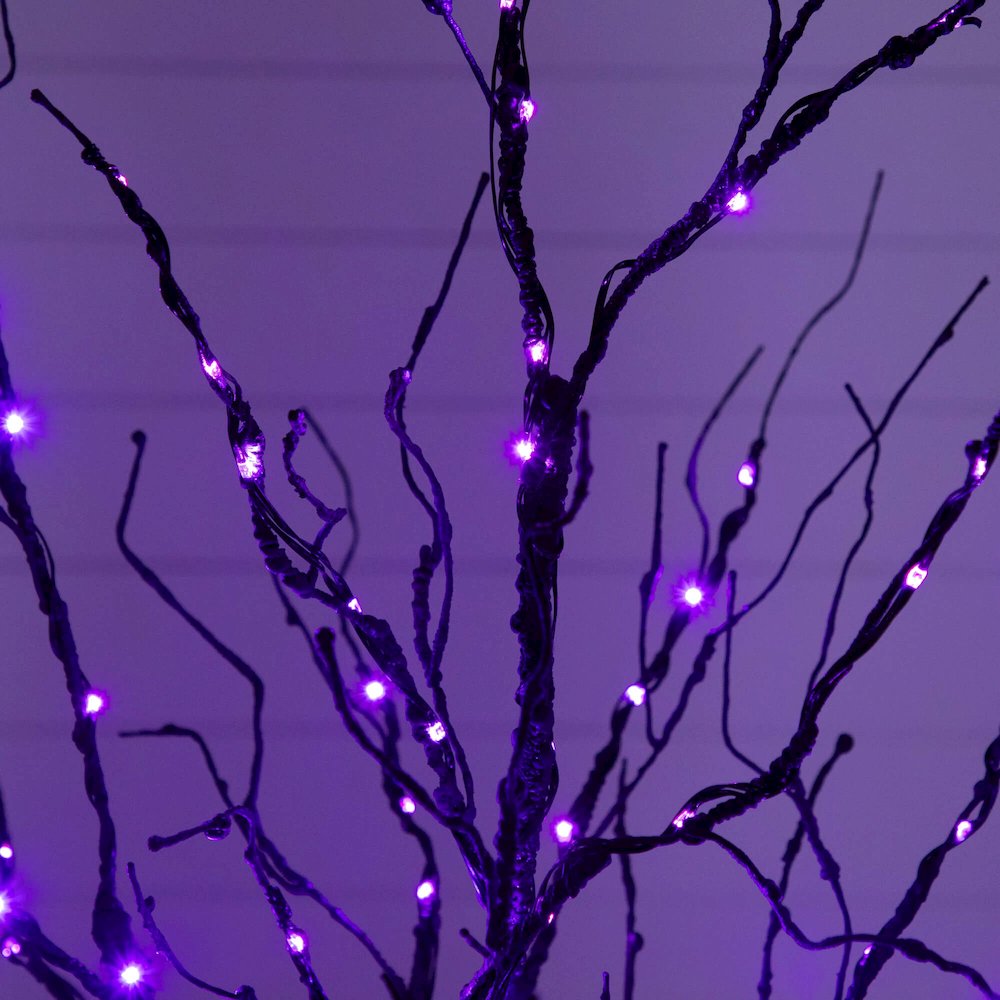 4ft. Pre-Lit Halloween Black Twig Artificial Tree with 180 LED Lights. Picture 8