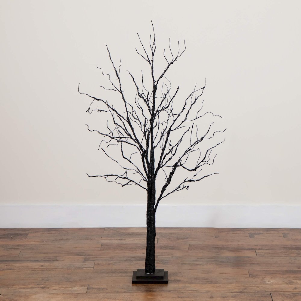 4ft. Pre-Lit Halloween Black Twig Artificial Tree with 180 LED Lights. Picture 10