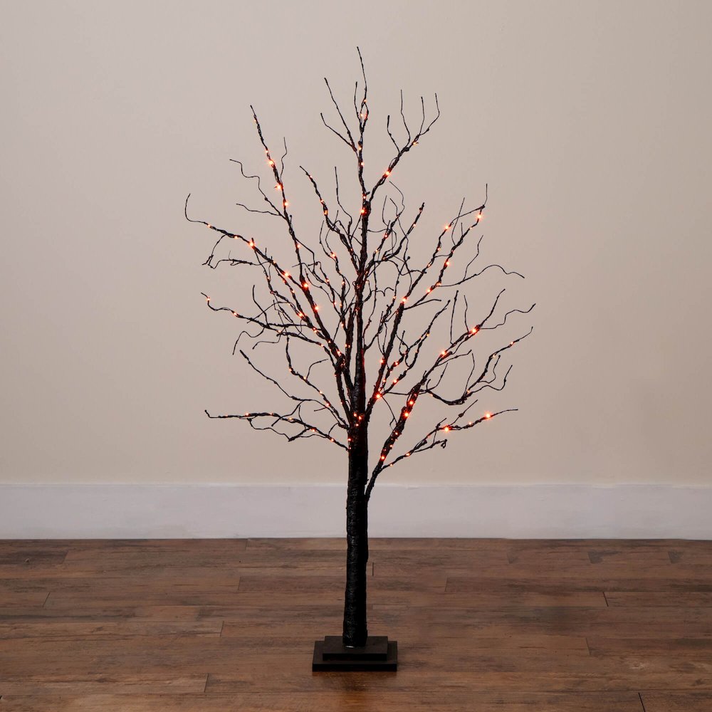 4ft. Pre-Lit Halloween Black Twig Artificial Tree with 180 LED Lights. Picture 5