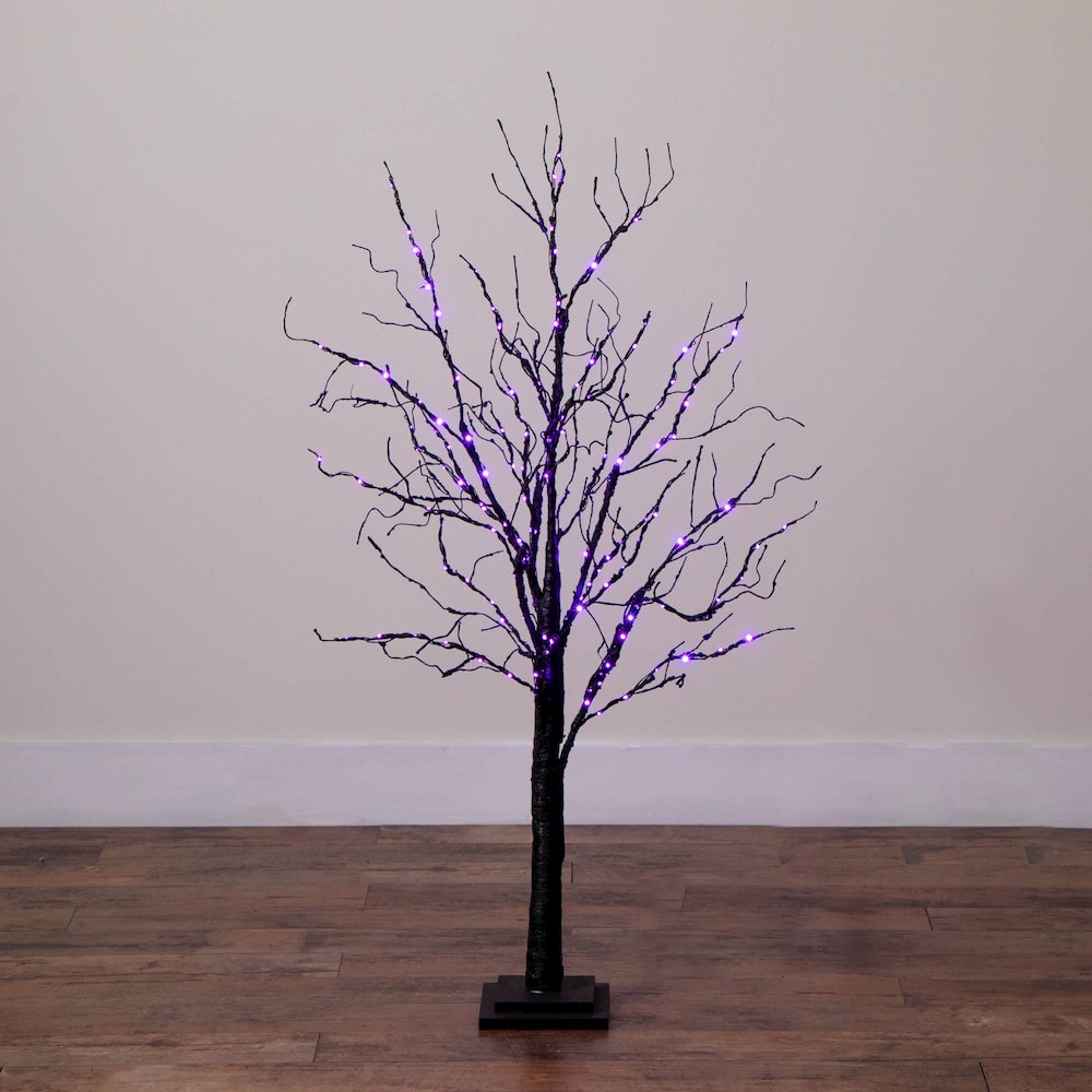 4ft. Pre-Lit Halloween Black Twig Artificial Tree with 180 LED Lights. Picture 2