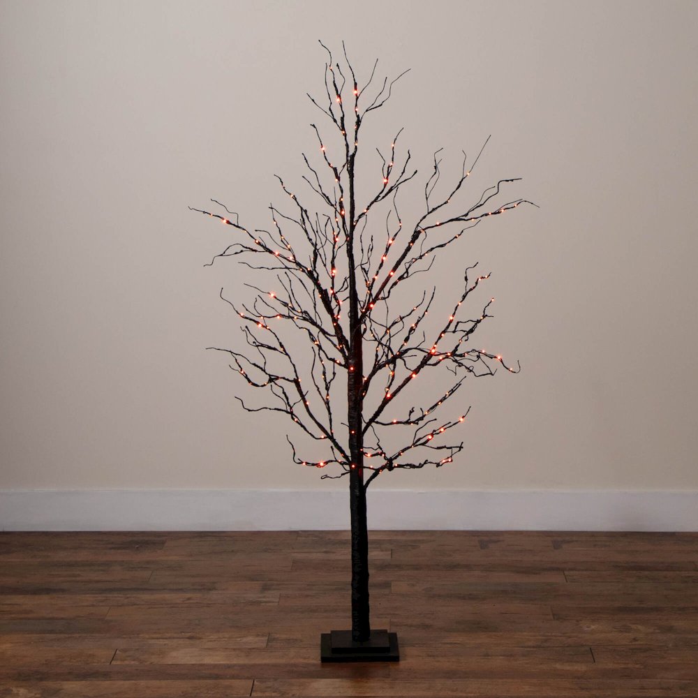 5ft. Pre-Lit Halloween Black Twig Artificial Tree with 240 LED Lights. Picture 10