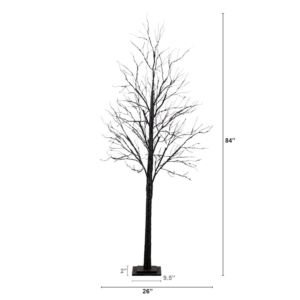 7ft. Pre-Lit Halloween Black Twig Artificial Tree with 390 LED Lights. Picture 1