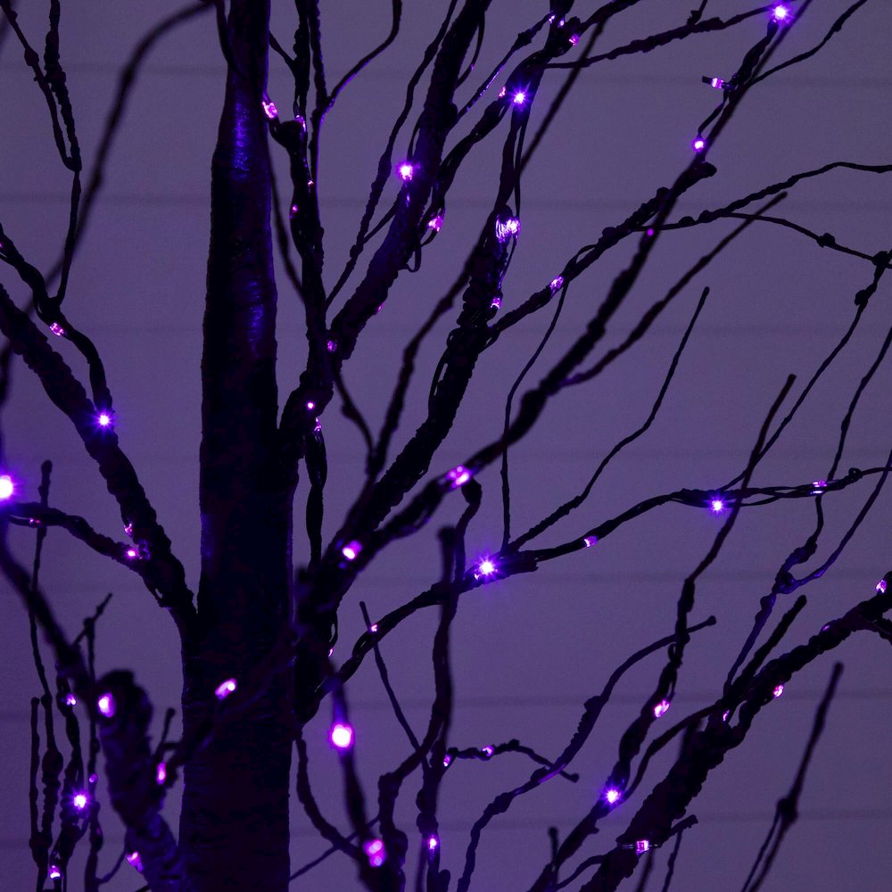 7ft. Pre-Lit Halloween Black Twig Artificial Tree with 390 LED Lights. Picture 6