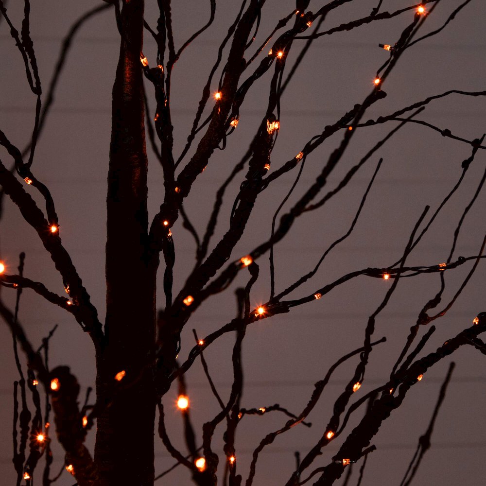 7ft. Pre-Lit Halloween Black Twig Artificial Tree with 390 LED Lights. Picture 10