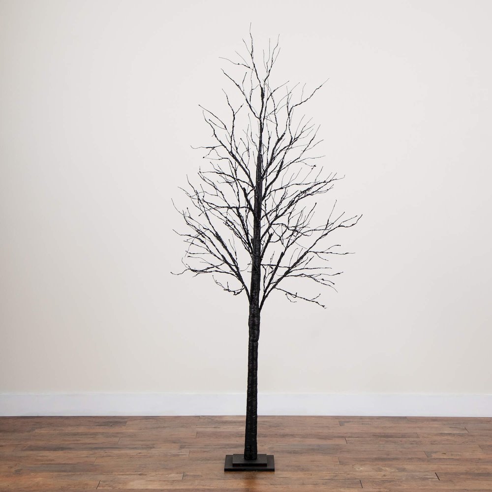 7ft. Pre-Lit Halloween Black Twig Artificial Tree with 390 LED Lights. Picture 7
