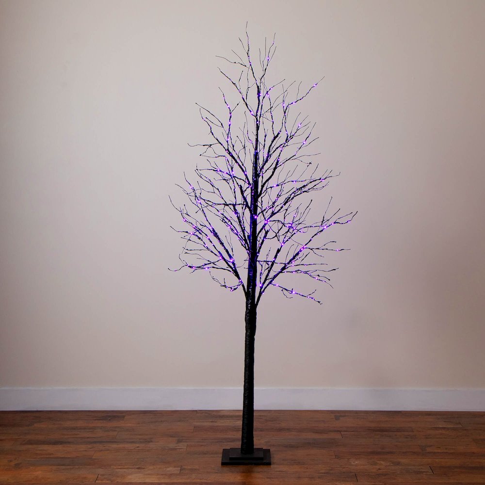 7ft. Pre-Lit Halloween Black Twig Artificial Tree with 390 LED Lights. Picture 3