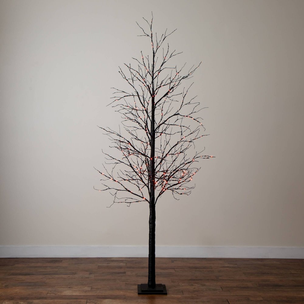 8ft. Pre-Lit Halloween Black Twig Artificial Tree with 510 LED Lights. Picture 14