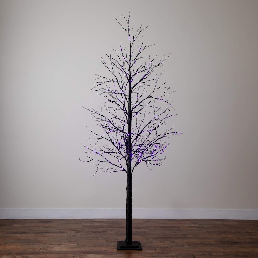 8ft. Pre-Lit Halloween Black Twig Artificial Tree with 510 LED Lights. Picture 15