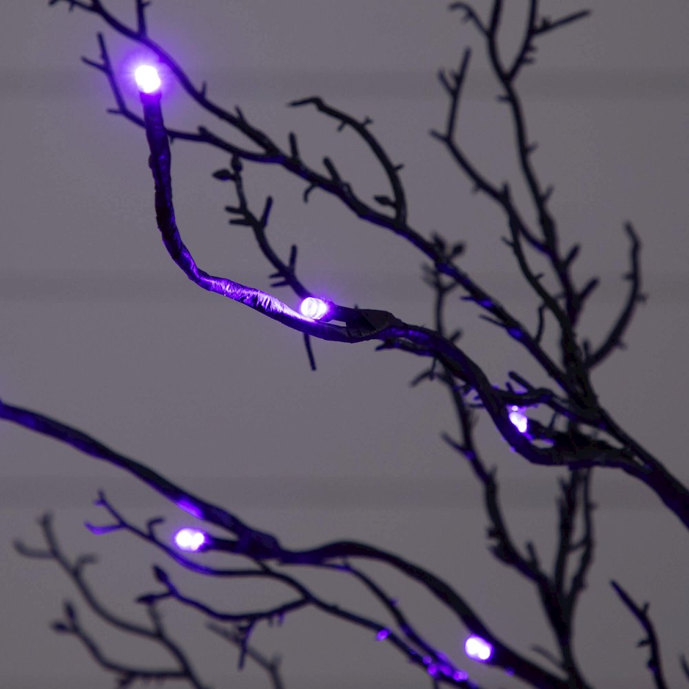 3ft. Pre-Lit Halloween Deluxe Black Twig Artificial Tree with 36 LED Lights. Picture 7