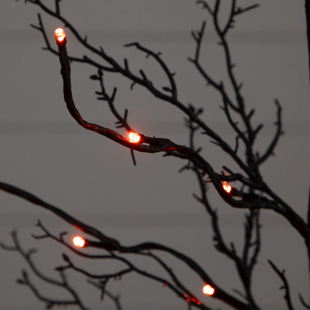 3ft. Pre-Lit Halloween Deluxe Black Twig Artificial Tree with 36 LED Lights. Picture 13