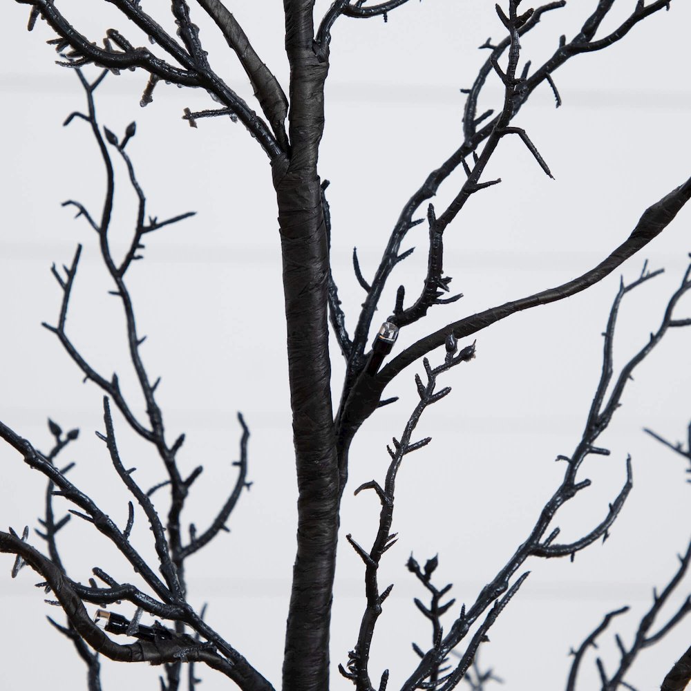 3ft. Pre-Lit Halloween Deluxe Black Twig Artificial Tree with 36 LED Lights. Picture 4