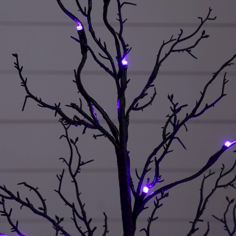 3ft. Pre-Lit Halloween Deluxe Black Twig Artificial Tree with 36 LED Lights. Picture 8