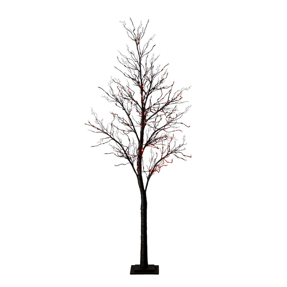 7ft. Pre-Lit Halloween Deluxe Black Twig Artificial Tree with 180 LED Lights. Picture 11