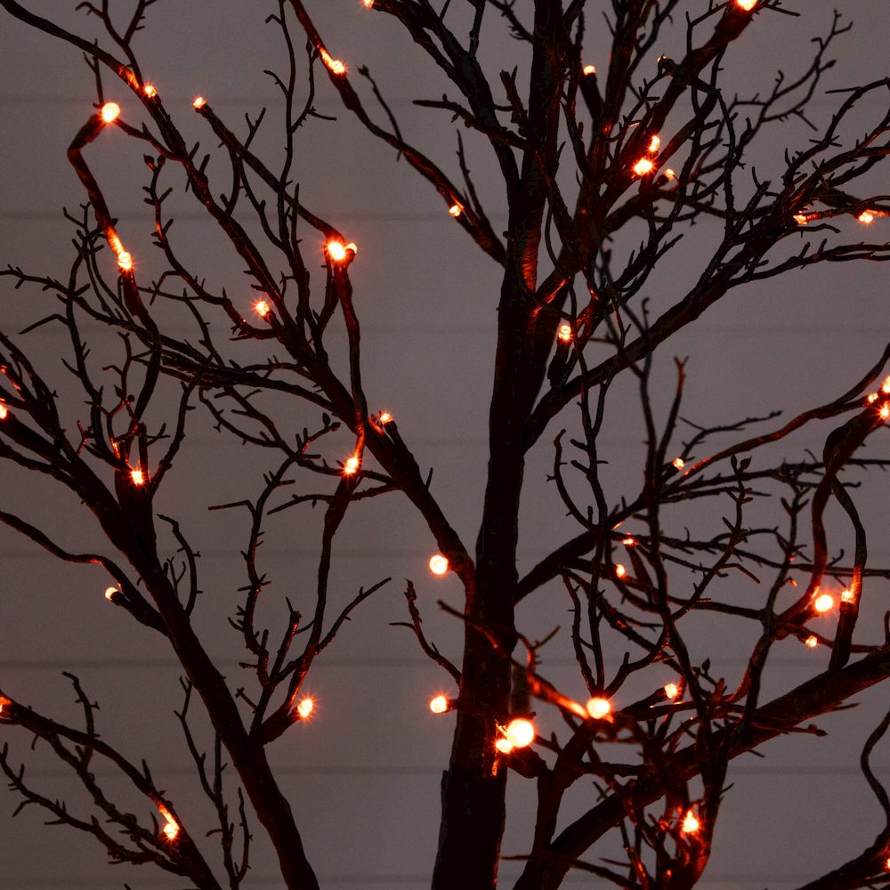 7ft. Pre-Lit Halloween Deluxe Black Twig Artificial Tree with 180 LED Lights. Picture 2
