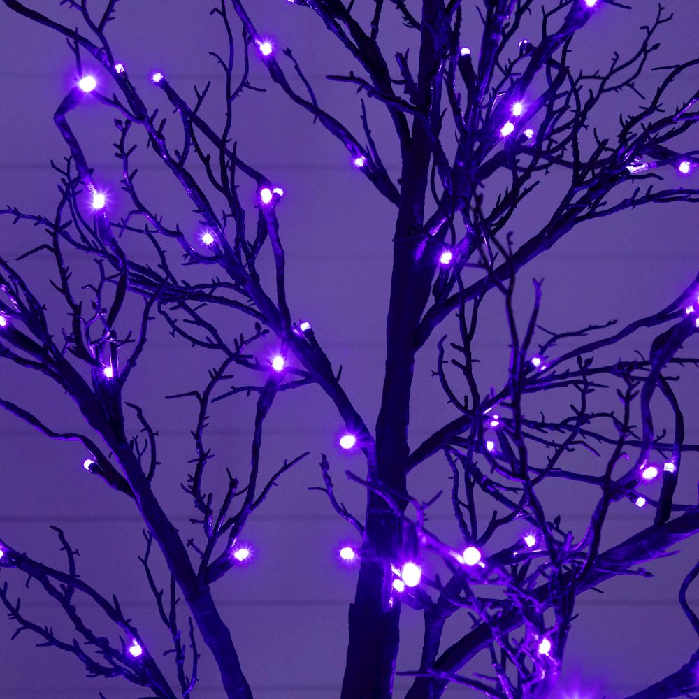 7ft. Pre-Lit Halloween Deluxe Black Twig Artificial Tree with 180 LED Lights. Picture 12