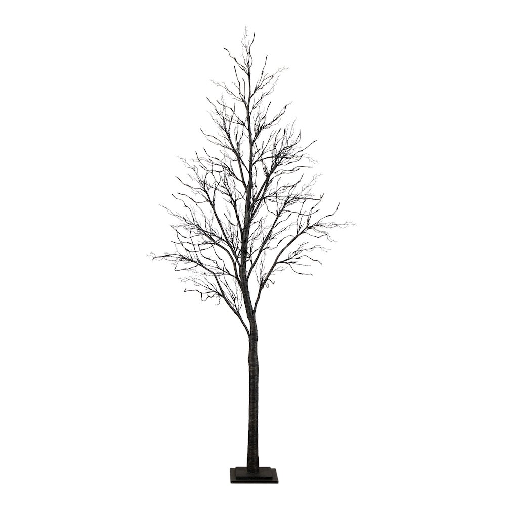 8ft. Pre-Lit Halloween Deluxe Black Twig Artificial Tree with 216 LED Lights. Picture 1
