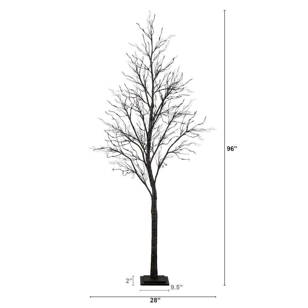 8ft. Pre-Lit Halloween Deluxe Black Twig Artificial Tree with 216 LED Lights. Picture 8