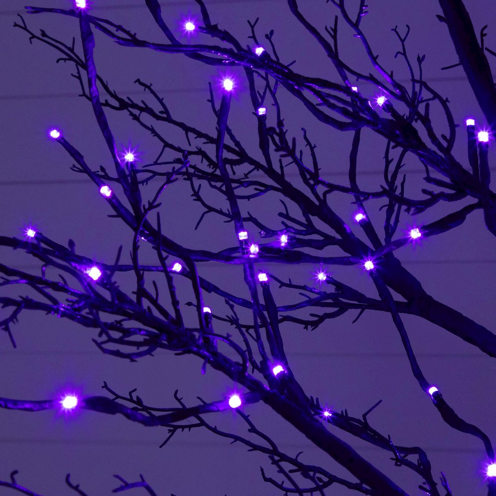 8ft. Pre-Lit Halloween Deluxe Black Twig Artificial Tree with 216 LED Lights. Picture 9