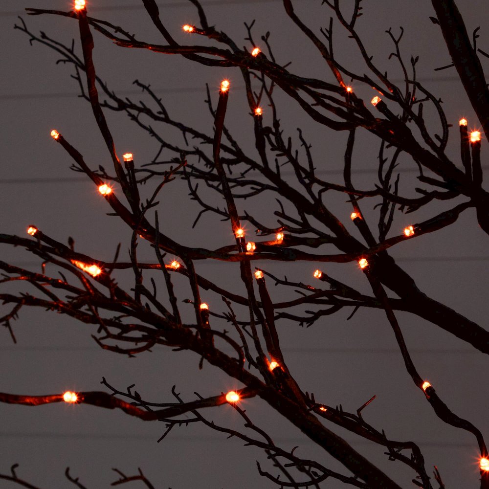 8ft. Pre-Lit Halloween Deluxe Black Twig Artificial Tree with 216 LED Lights. Picture 3