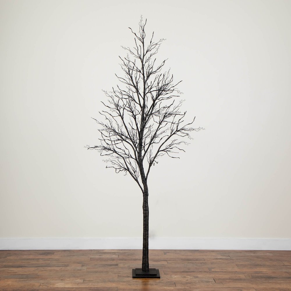 8ft. Pre-Lit Halloween Deluxe Black Twig Artificial Tree with 216 LED Lights. Picture 2