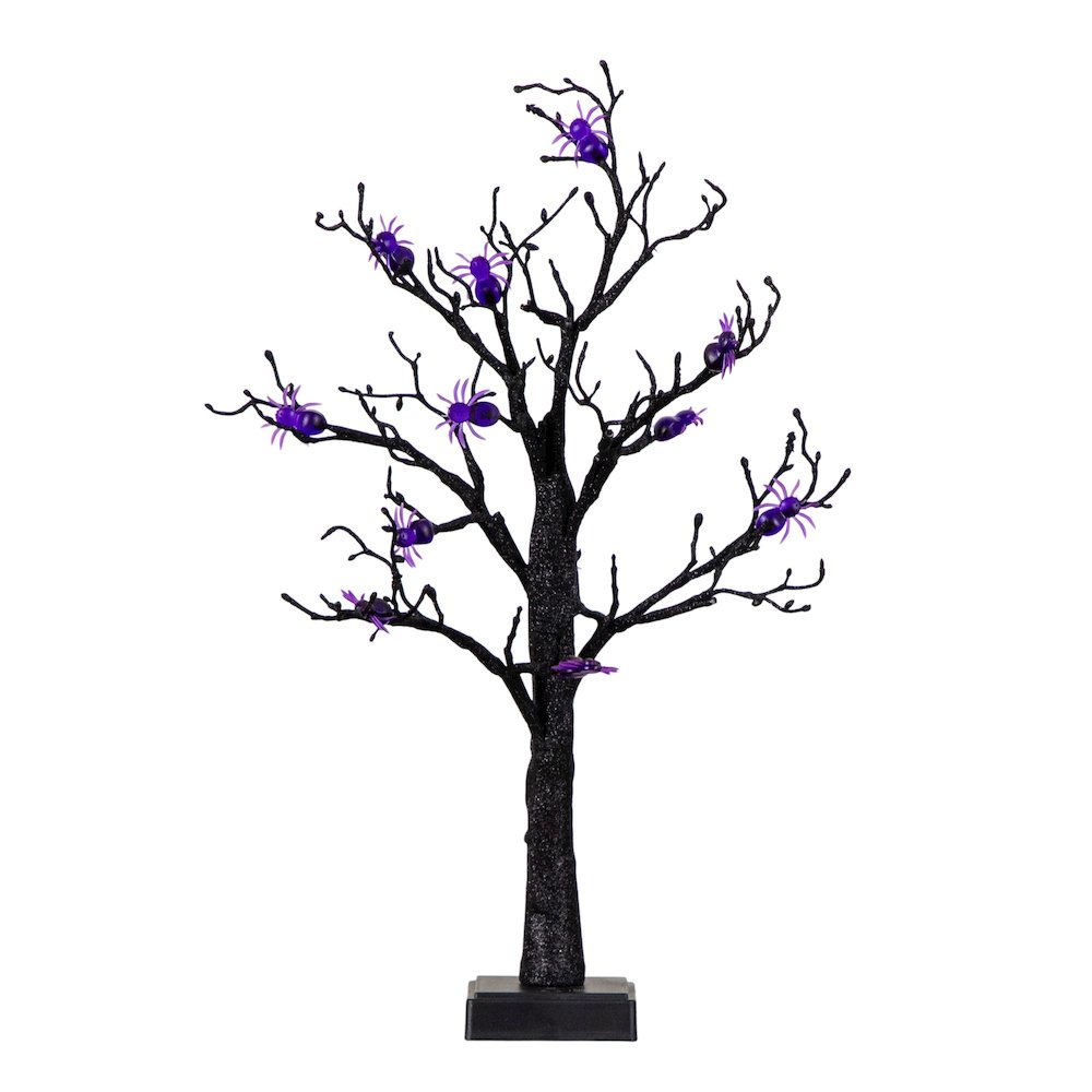 2ft. Pre-Lit Artificial Halloween Spider Twig Tree with 24 Purple LED Lights. Picture 1