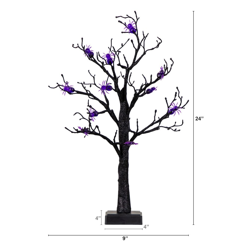 2ft. Pre-Lit Artificial Halloween Spider Twig Tree with 24 Purple LED Lights. Picture 7