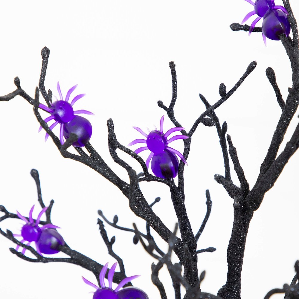 2ft. Pre-Lit Artificial Halloween Spider Twig Tree with 24 Purple LED Lights. Picture 3