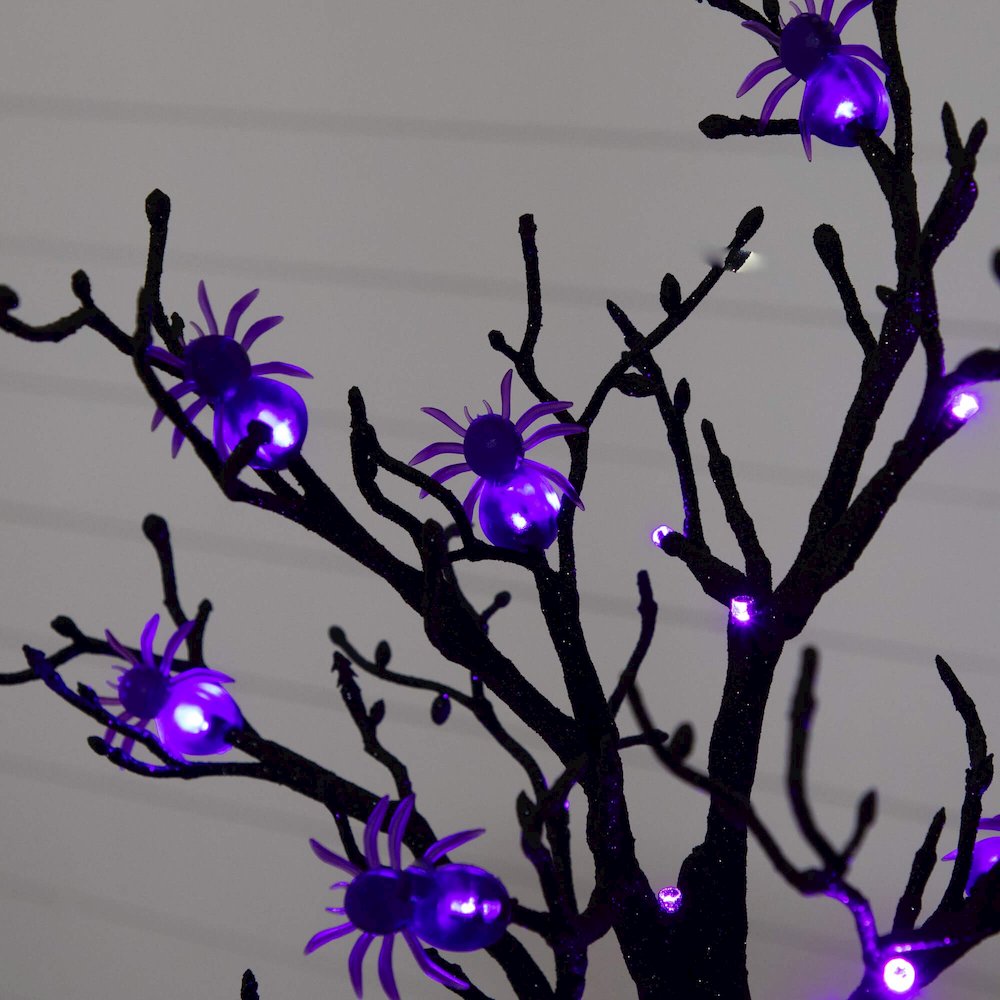2ft. Pre-Lit Artificial Halloween Spider Twig Tree with 24 Purple LED Lights. Picture 4