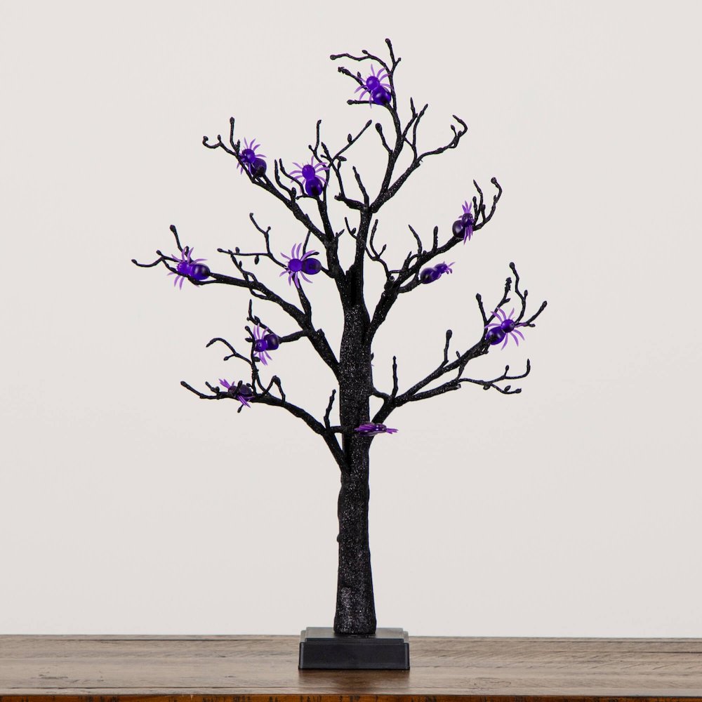 2ft. Pre-Lit Artificial Halloween Spider Twig Tree with 24 Purple LED Lights. Picture 8