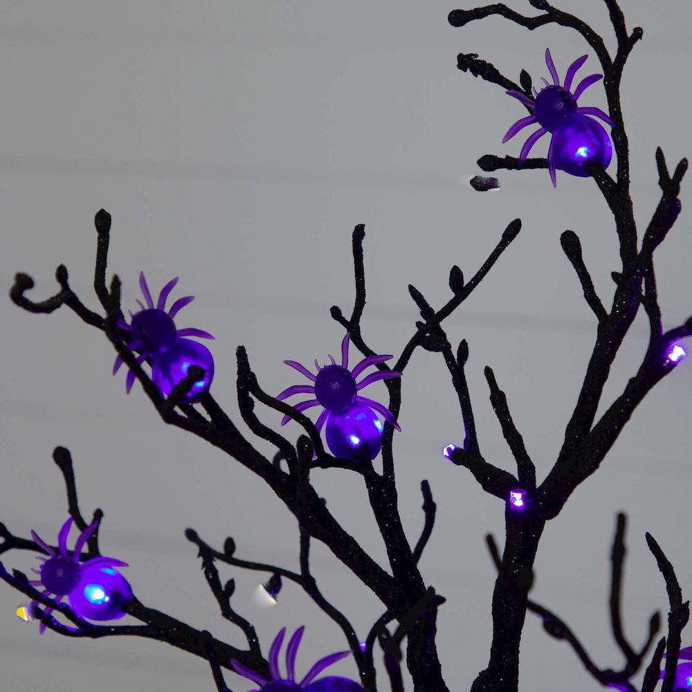 2ft. Pre-Lit Artificial Halloween Spider Twig Tree with 24 Purple LED Lights. Picture 11
