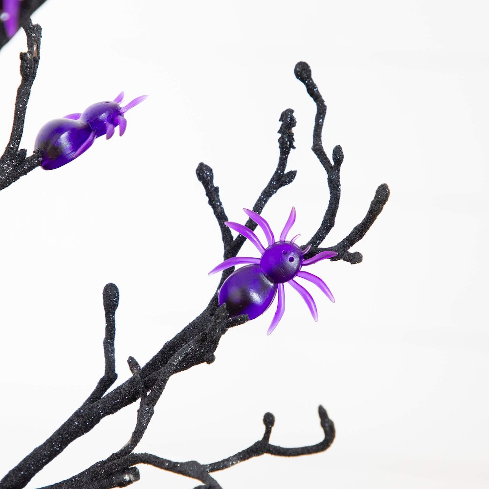 2ft. Pre-Lit Artificial Halloween Spider Twig Tree with 24 Purple LED Lights. Picture 9