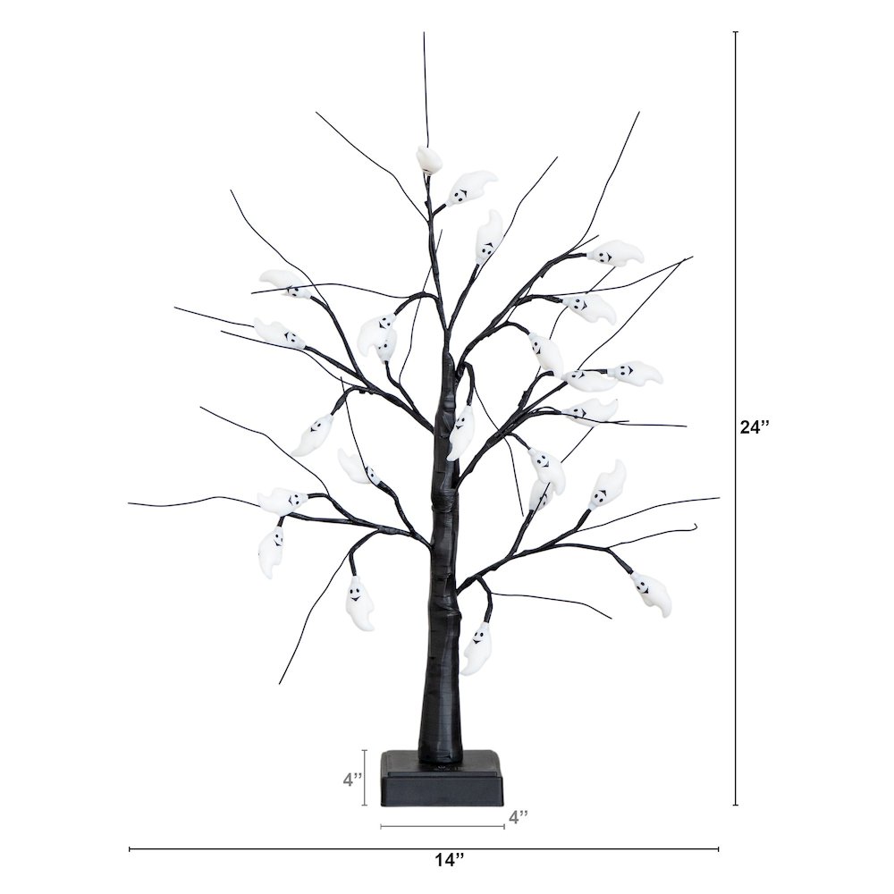 2ft. Pre-Lit Artificial Halloween Ghost Twig Tree with 24 Purple LED Lights. Picture 5