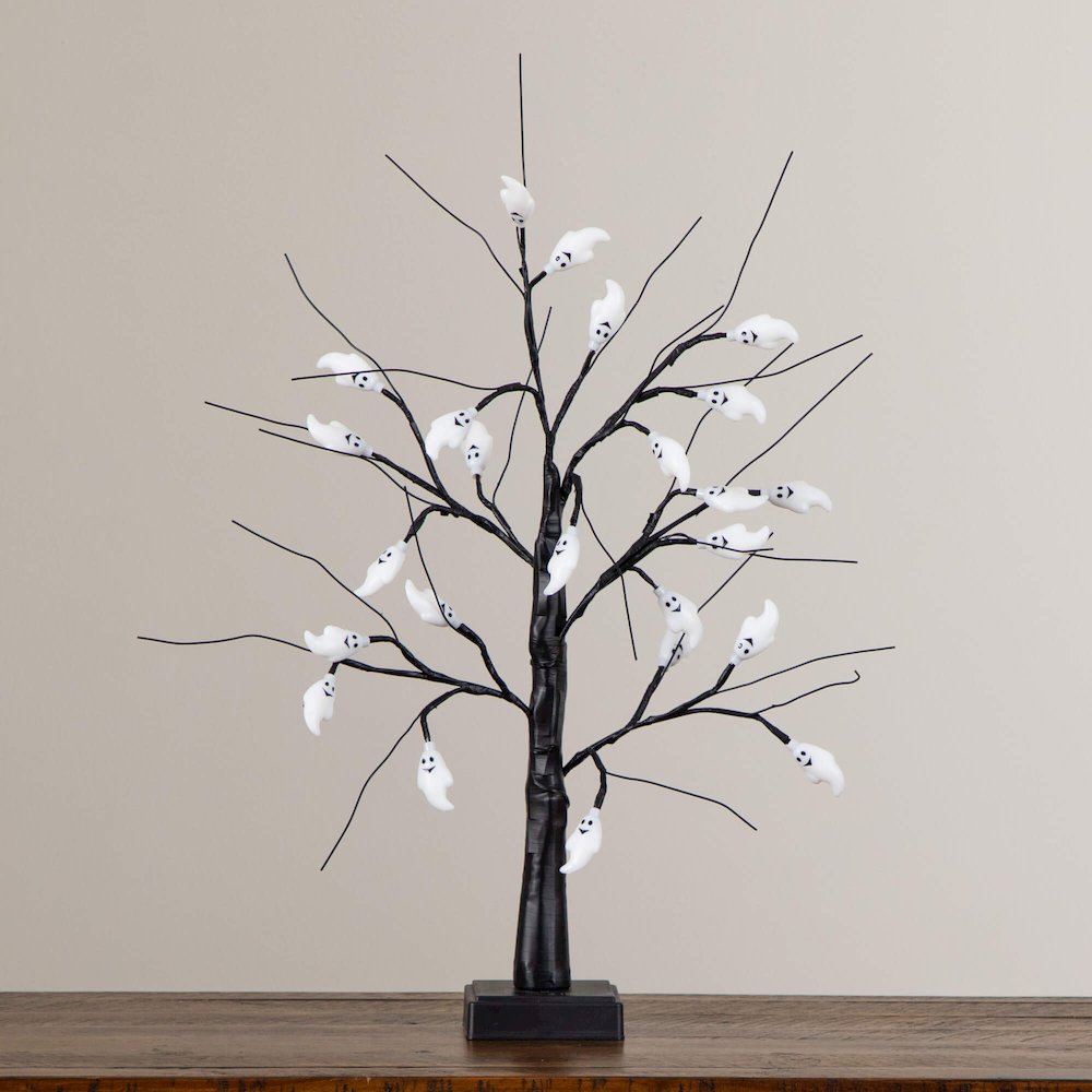 2ft. Pre-Lit Artificial Halloween Ghost Twig Tree with 24 Purple LED Lights. Picture 2