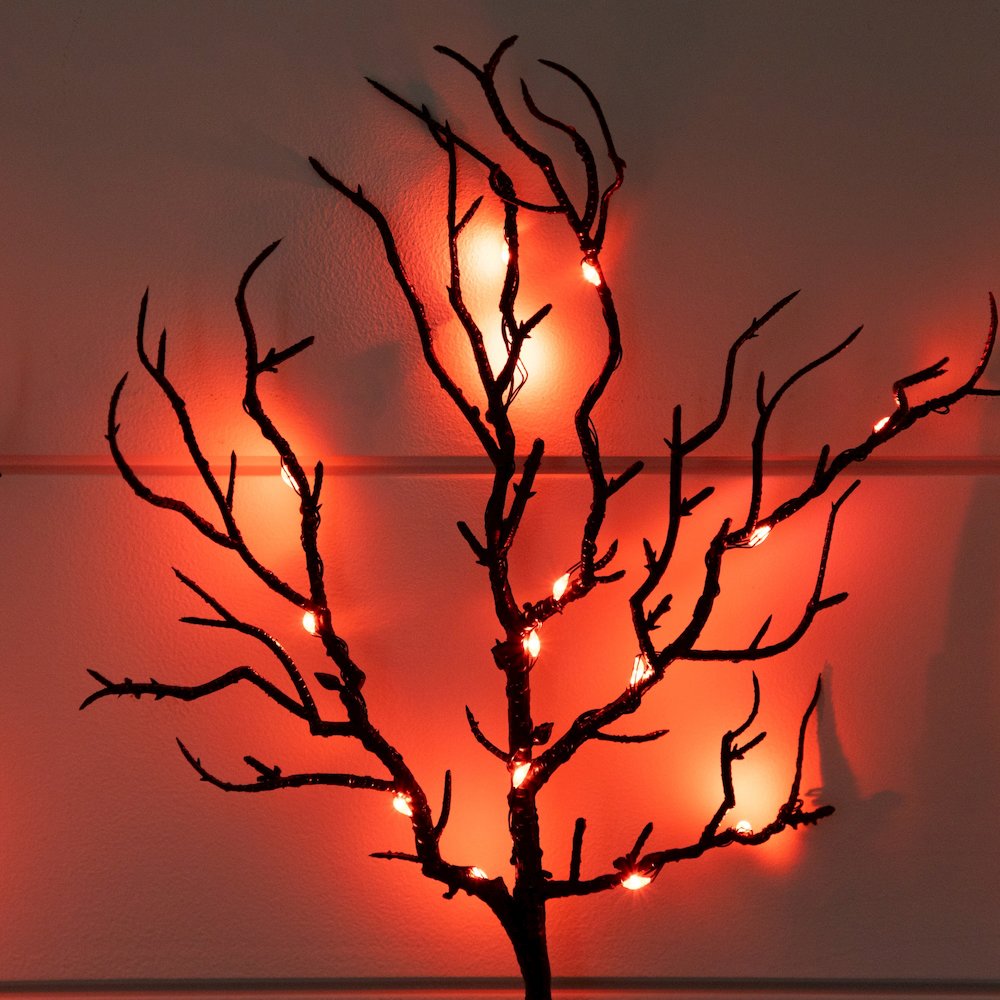 14in. Pre-Lit Artificial Halloween Black Twig Branches - Set of 3. Picture 4